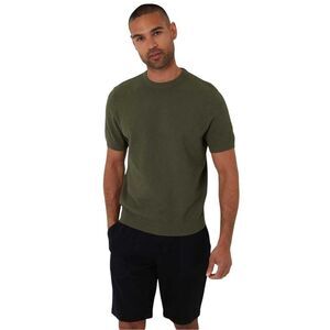 Threadbare Mens Moss Stitch Crew Neck / Khaki Green